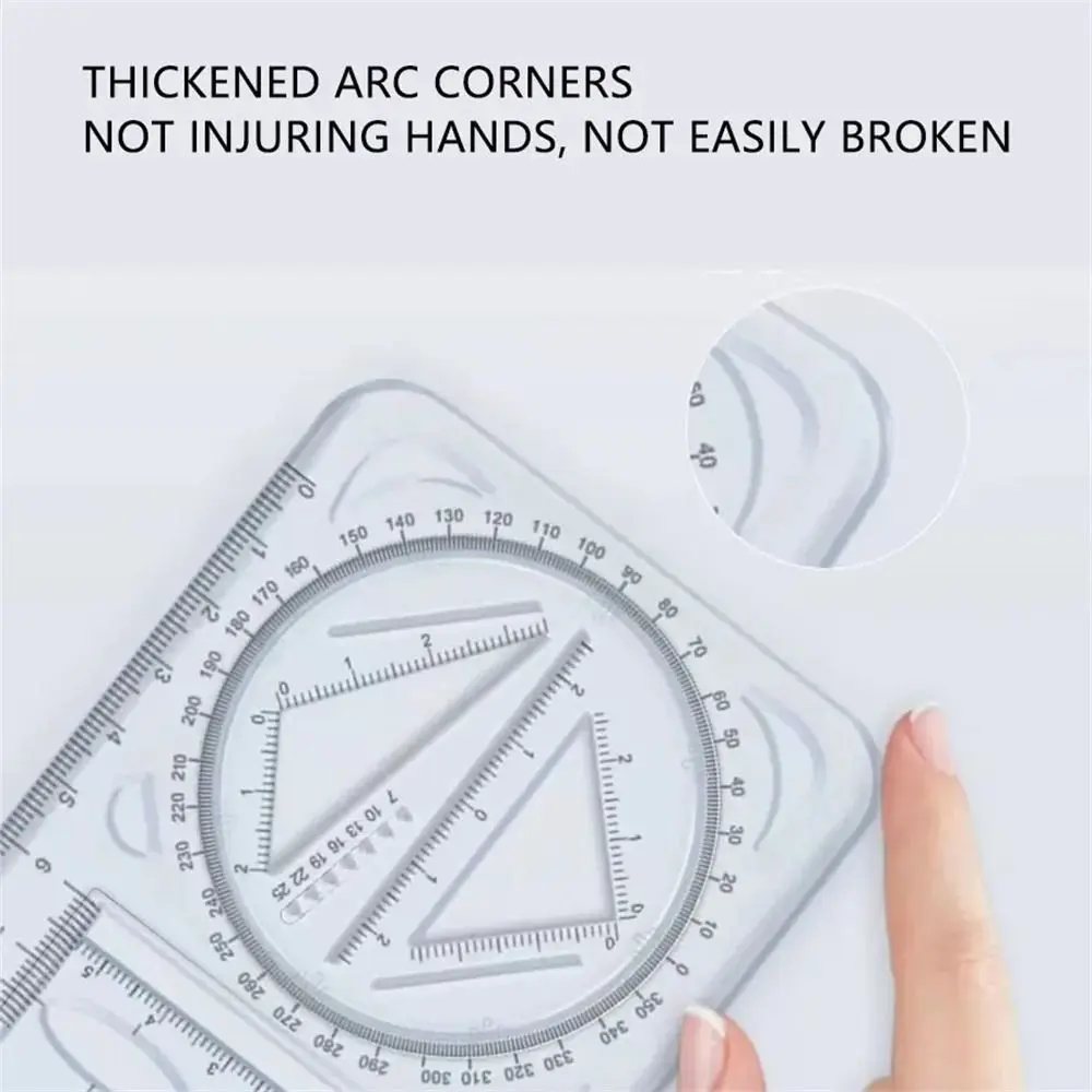 Activity Angle Drawing Ruler Multifunctional 360 ° Movable Geometry Ruler Transparent Plastic Drawing Template Children Student