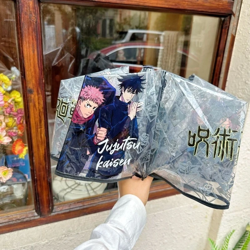 

Прозрачный зонт в стиле аниме Jujutsu Kaisen, полностью автоматическое открытие, складной зонт Itadori Yuji, портативный ручной зонт, подарки