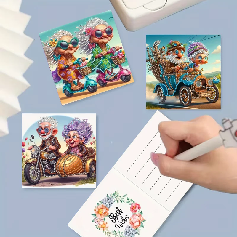6-Piece/Set DIY Diamond Painting Birthday Card Set, Featuring Unique Flower, Bird, and Pattern Designs, Rhinestone Diamond Paint view 4