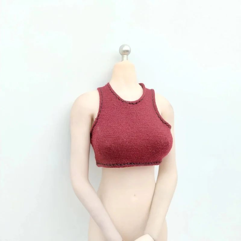 Fashion 1/6 Scale Magenta Sleeveless Vest Underwear Clothes Model for 12in Female Solider Phicen JIAOUL Doll Figures Accessory