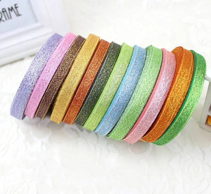 (25 yards/roll)3/8\'\'(10mm) Sky Blue Metallic Glitter Ribbon Colorful gift package ribbons wholesale