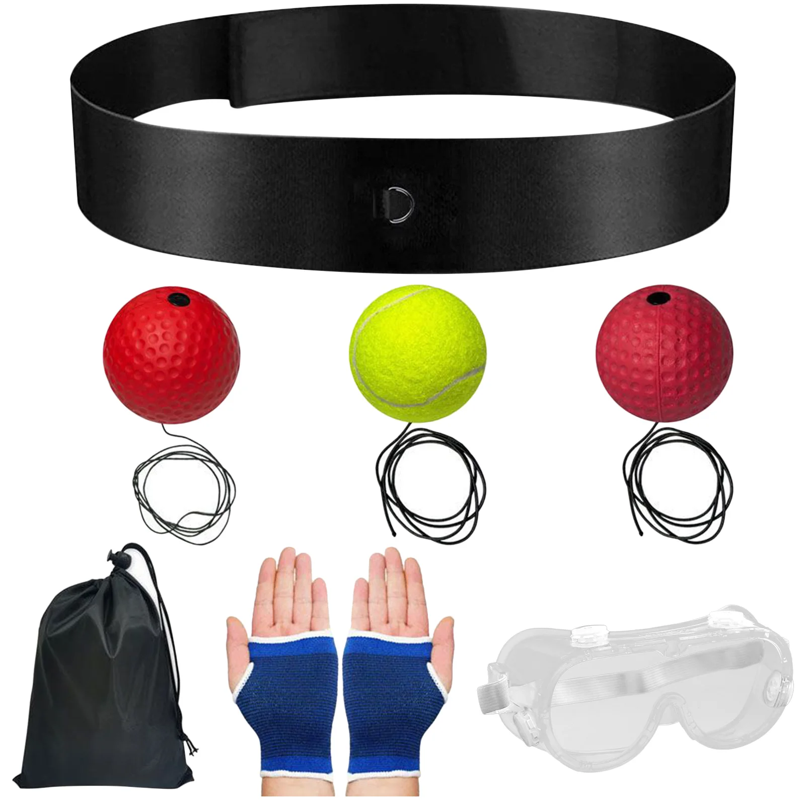 Fitness Headband Boxing Reflex Ball Head-mounted Boxing Speed Ball Gym Boxing Response Trainer With Goggles Palm Protector