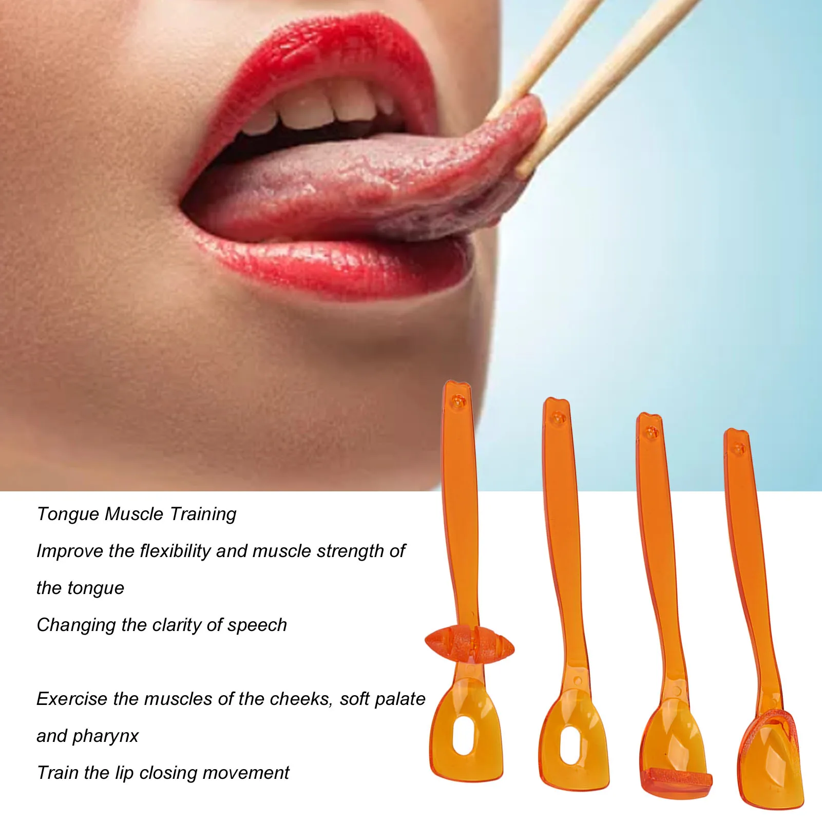 4pcs Tongue Muscle Trainer Portable Oral Lips Muscle Exerciser Recovery Tools for Dysarthria Oral Muscle Training Tools