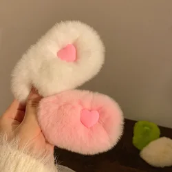 New Korean Love Heart Plush Hair Clip for Women Sweet Cute Candy Colored Hairpin BB Clip Girl Headwear Hair Accessories