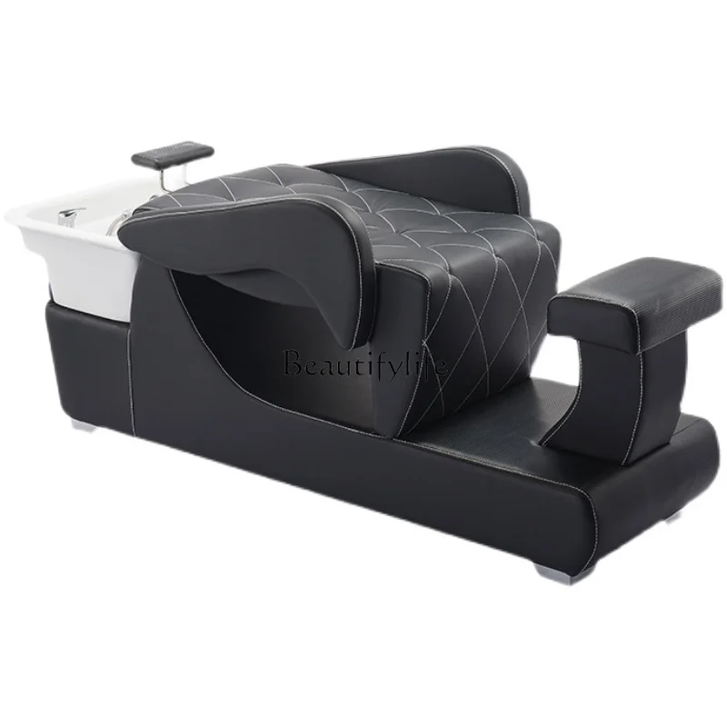 

New Salon Shampoo Chair Half Lying Flushing Bed Retro Conjoined Bed