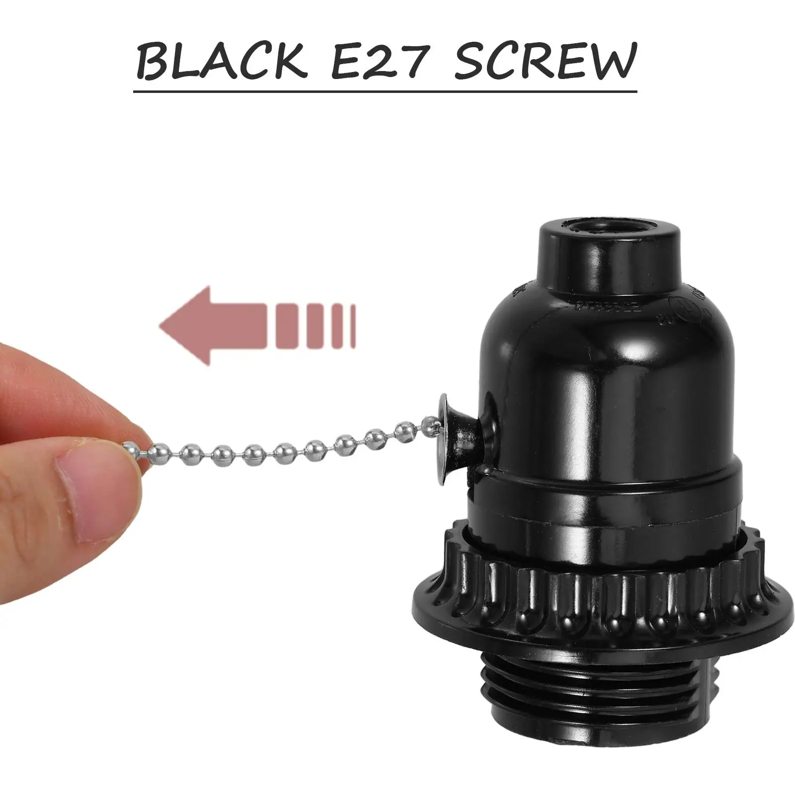 Pull Cord Lamp Holder Full Thread Socket Wood Switch Black Pullswitch Ceiling Light Fixture Lamp Parts Lampholder