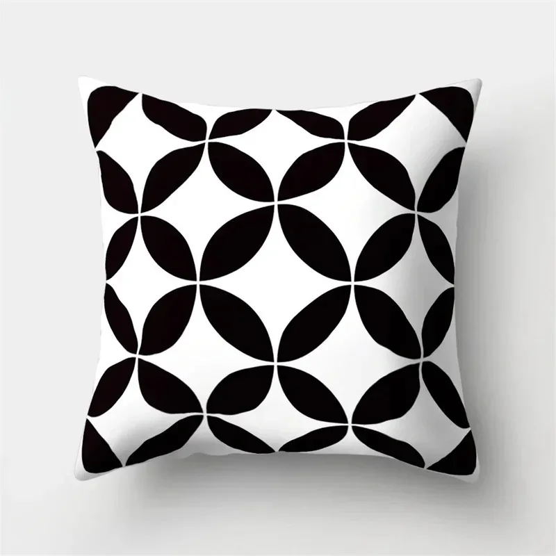 Black and White Geometric Cushion Cover Sofa Living Room Home Decor Wavy Line Pillowcase