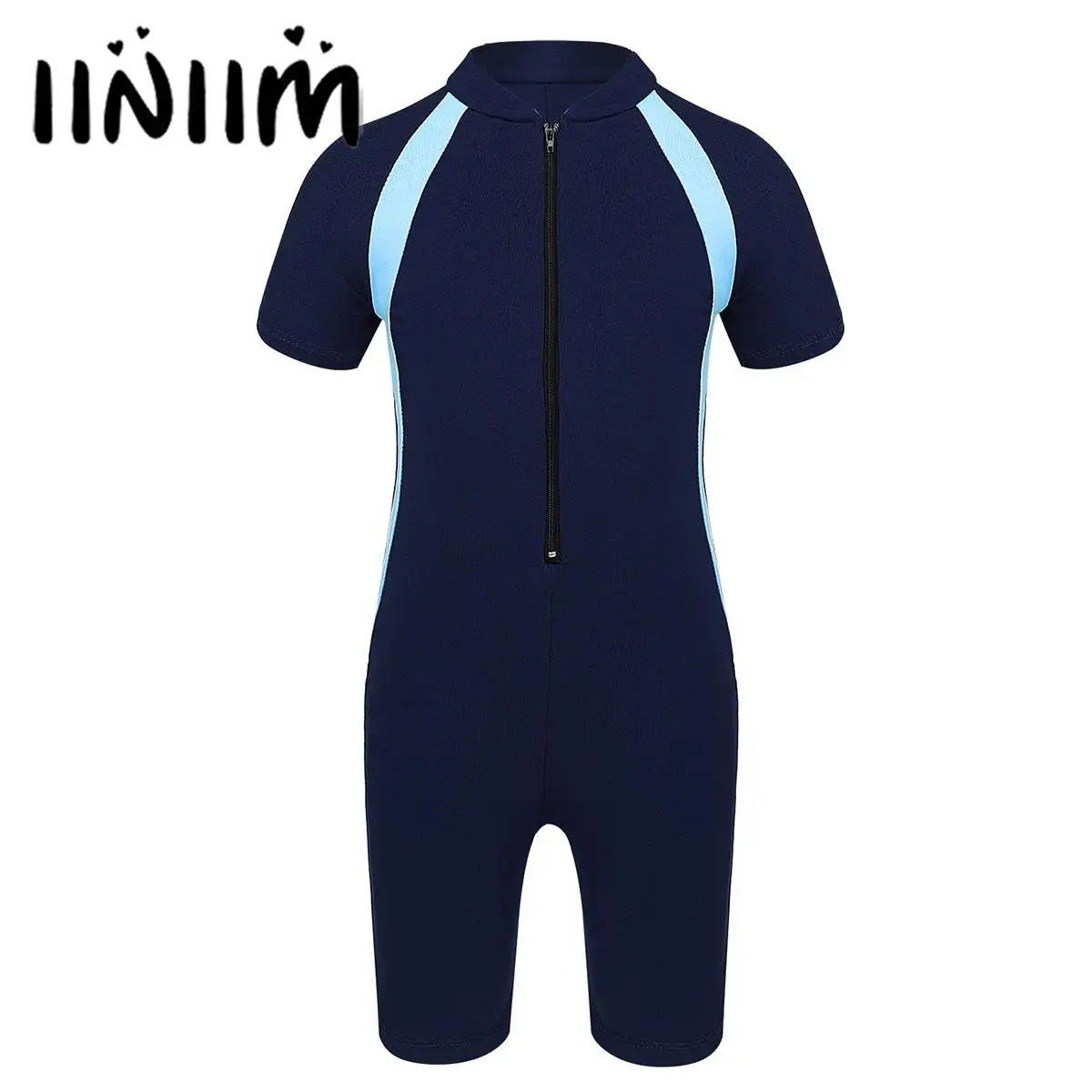 

Kids Girls Boys One Piece Zip-Up Swimsuit Jumpsuit Short Sleeve Rash Guard Zippered Shorty Jumpsuit UPF 50+ Wetsuit Swimwear