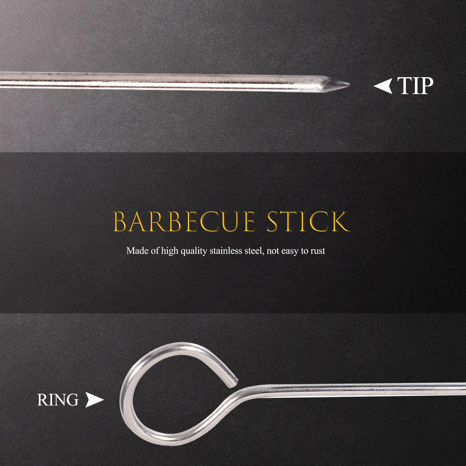 

30 pcs Barbecue Skewers Stainless Steel Grilling Rods Long Reusable Bbq Sticks For Camping Outdoor Indoor Grill Turkey Fixing