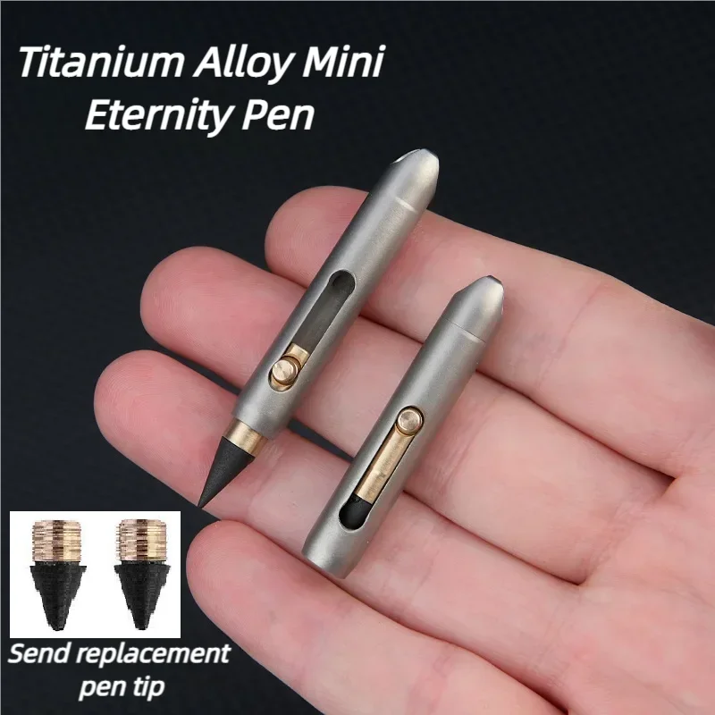 Mini Titanium Eternal Pencil, No-Sharpening Erasable Pencil Gift, Portable Keychain Pocket Pen for Travel and Emergency Writing