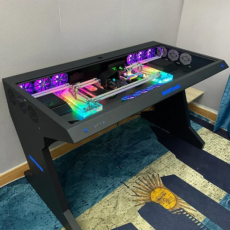 Computer Case Integrated High-End Cool Special-Shaped Game Tables Built-in Fully Transparent Large Case Computer Desk