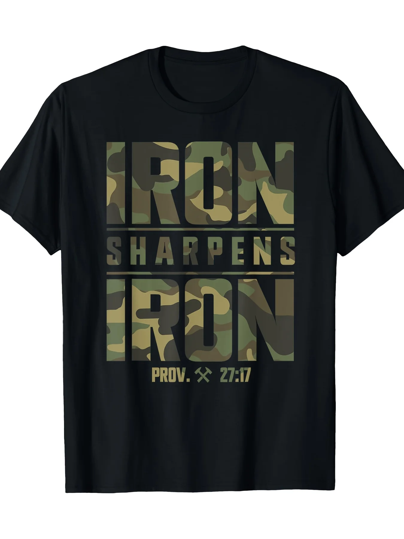 

Iron Sharpens Iron Christian Мужская камуфляжная футболка для тренировок в тренажерном зале со Священными Писаниями-100% хлопок-220 г