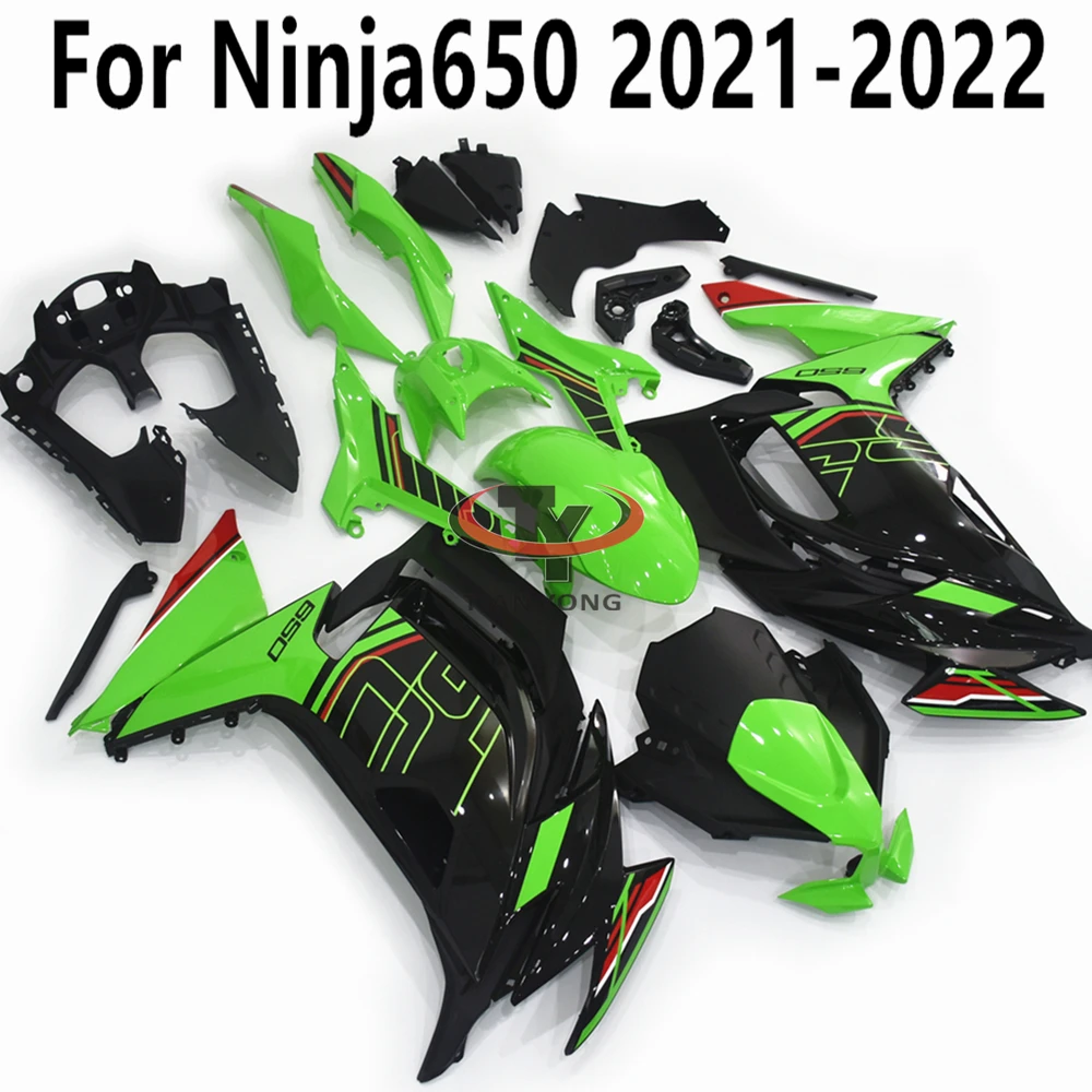 

New Printmaking 2023 Green geometric design black For Ninja650 2021-2022 Fit NINJA 650 Full Fairing Kit Bodywork Cowling