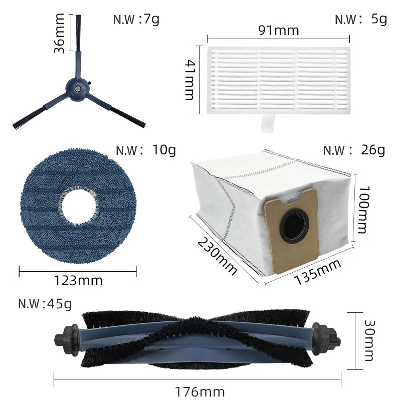 Роликовая боковая щетка HEPA-фильтр, швабры, мешок для пыли для Eufy Omni C20, робот-пылесос, запасные части, аксессуары, расходные материалы