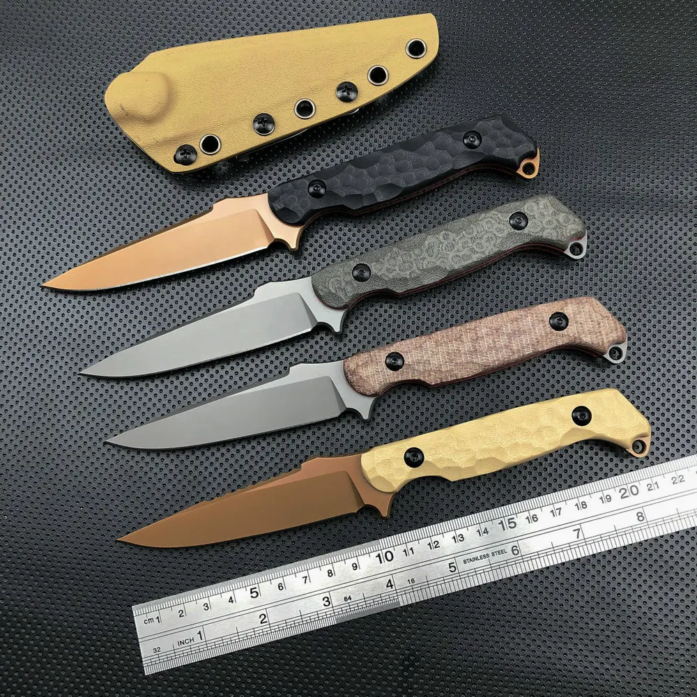 Trskt 440c Tactical Knife,Outdoor Cool Camping Knives,Hunting Knife Edc Tool Flax Handle With Kydex Dropshipping