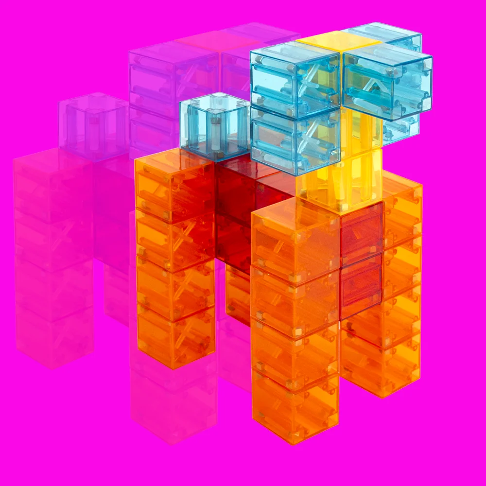 27 قطعة من ألعاب مغناطيس نموذجية ذاتية الصنع مكعبات بناء مغناطيسية شفافة مجموعة بناء تعليمية مصممة هدايا للأطفال