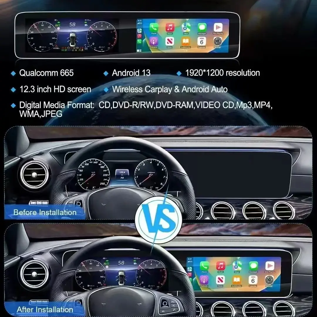 

Dual Screen 12.3 Inch Android 14 CarPlay Car Radio For Mercedes-Benz E-Class W213 2016-2023 Touch Screen Multimedia Player GPS