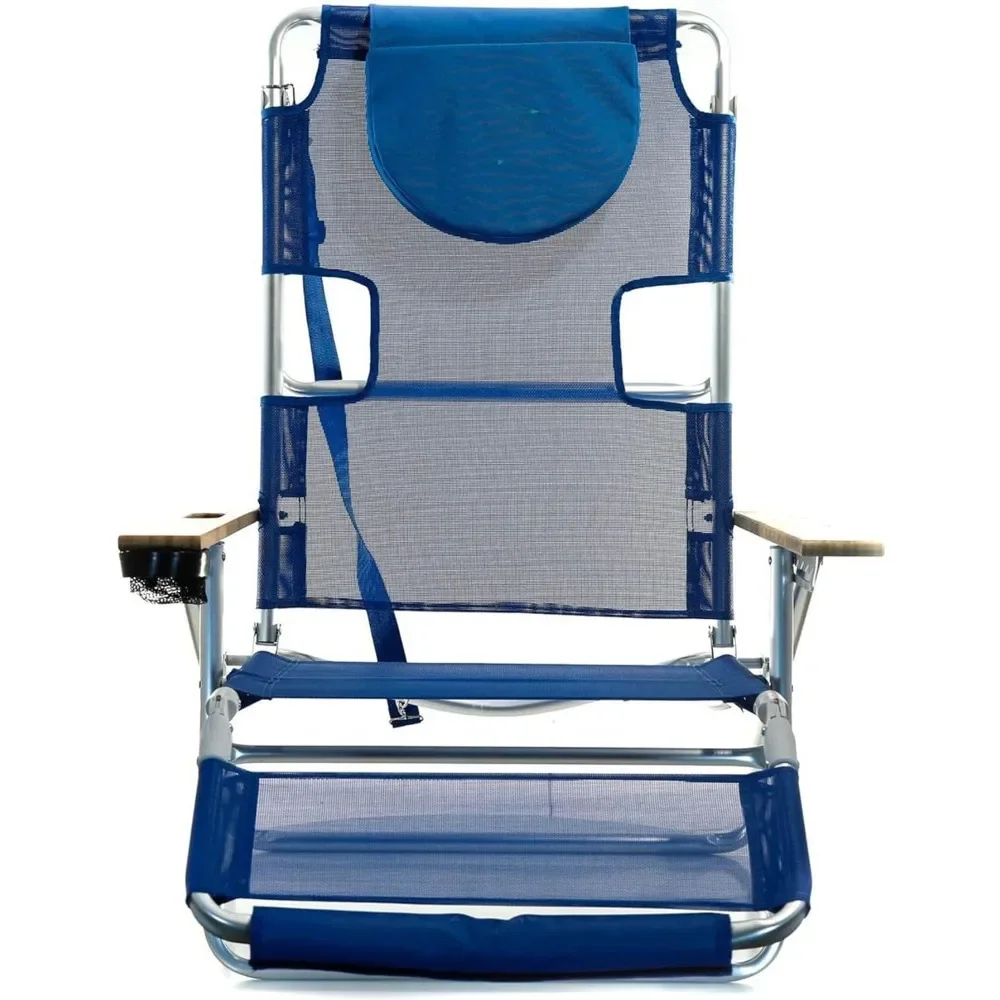 Reclinável Lounge Chair com apoio para os pés, leve cadeira de gramado, móveis de praia para pátio, varanda, quintal, varanda, azul, ao ar livre, 3N1