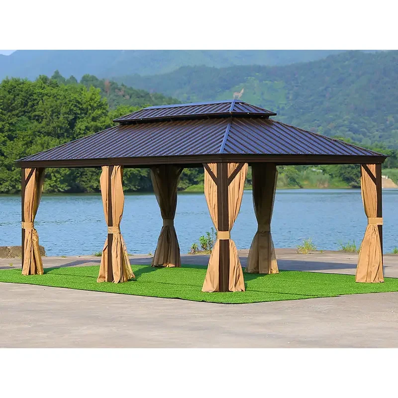 for 3.65X6 M Outdoor Pavilion Courtyard Villa New Chinese aluminum alloy pavilion garden awning terrace four corner tent