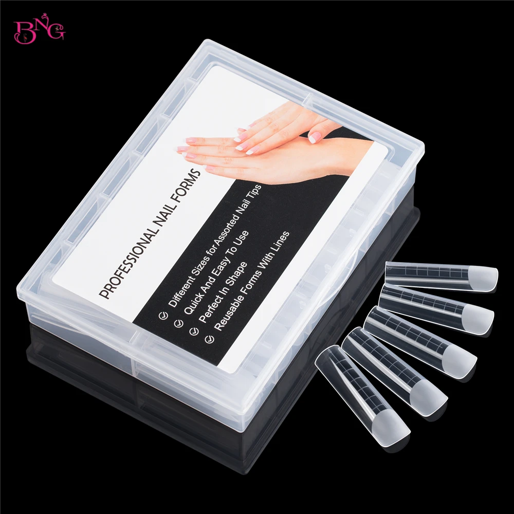 BNG 120Pcs Matte Dual Nail Forms for Gel Builder Professional Poly Extension Gel Top Forms Acrylic Nail Molds High Quality Mould