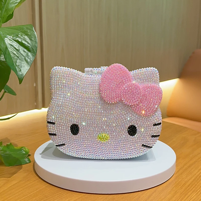 Hello Kitty Storage Box Diy Diamond Jewelry Box Hello Kitty Cartoon Cat Sticky Diamond Desktop Organizing Birthday Gift For Girl