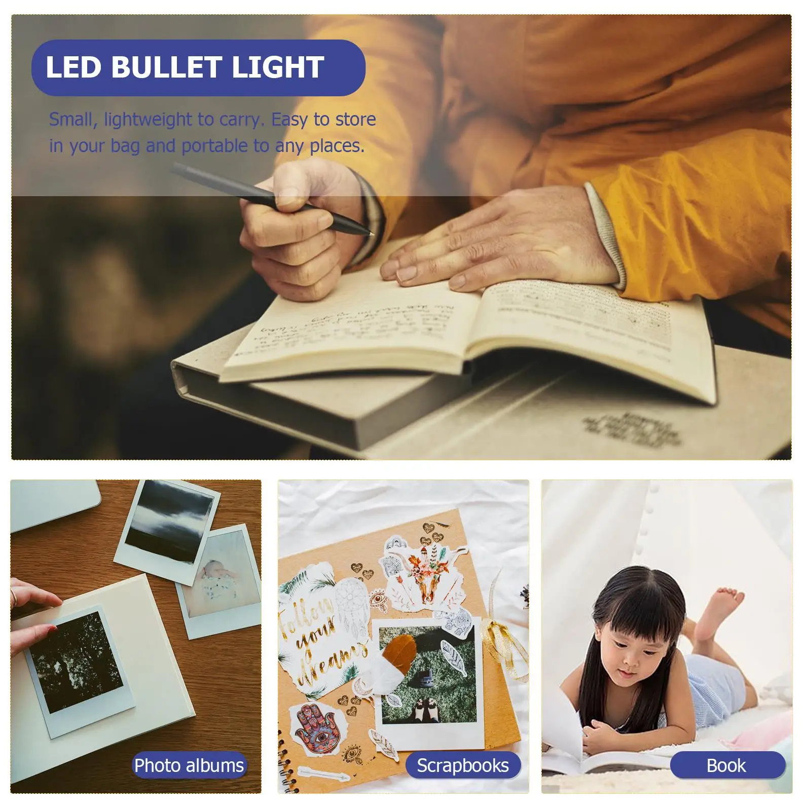 LED Clip Light Mini Book Lamp Adjustable Reading Light Small Booklight With Batteries Long Lasting Silver LED book holder lights