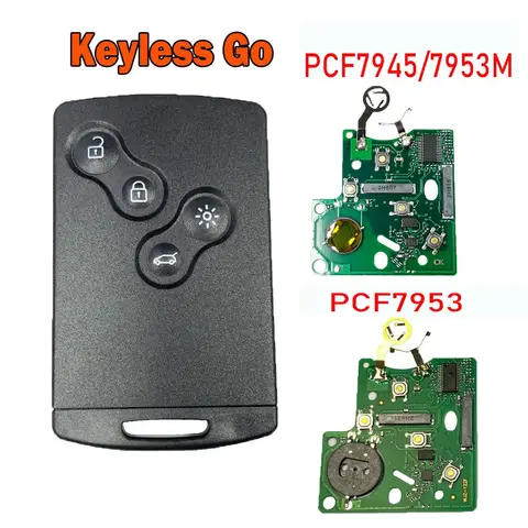 스마트 카드 자동차 키 원격 핸즈프리, 4 버튼 PCF7945, PCF7953 4A 칩, 르노 클리오 4 캡처 패시브 키리스 고 엔트리, 433Mhz 스마트 카드 자동차 키 원격 핸즈프리, 4 버튼 PCF7945, PCF7953 4A 칩, 르노 클리오 4 캡처 패시브 키리스 고 엔트리, 433Mhz