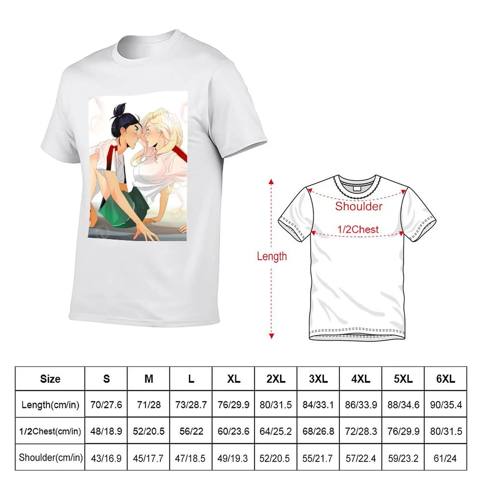 Mitsu and Celia school life Blindfold Mashersan T-Shirt Fashion Graphic Tee for Men