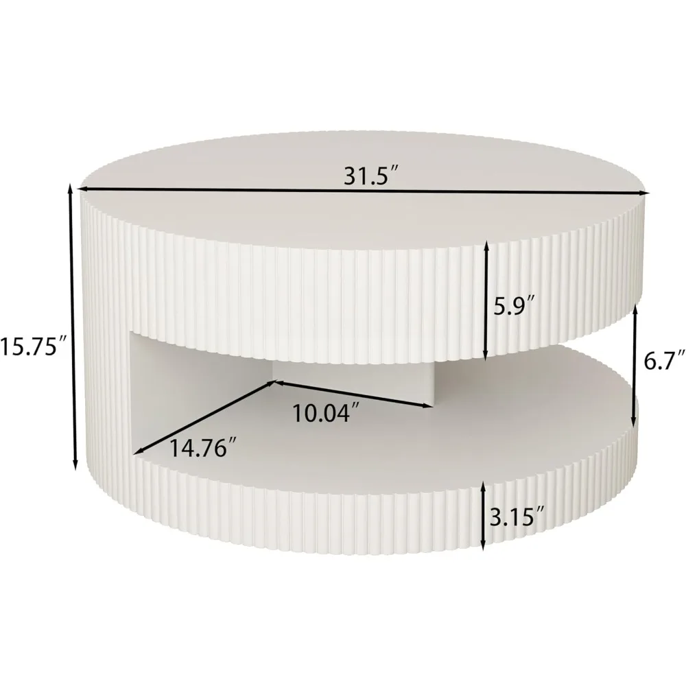 طاولة قهوة دائرية معاصرة مع مساحة تخزين ونمط شريطي عمودي لغرفة المعيشة #2