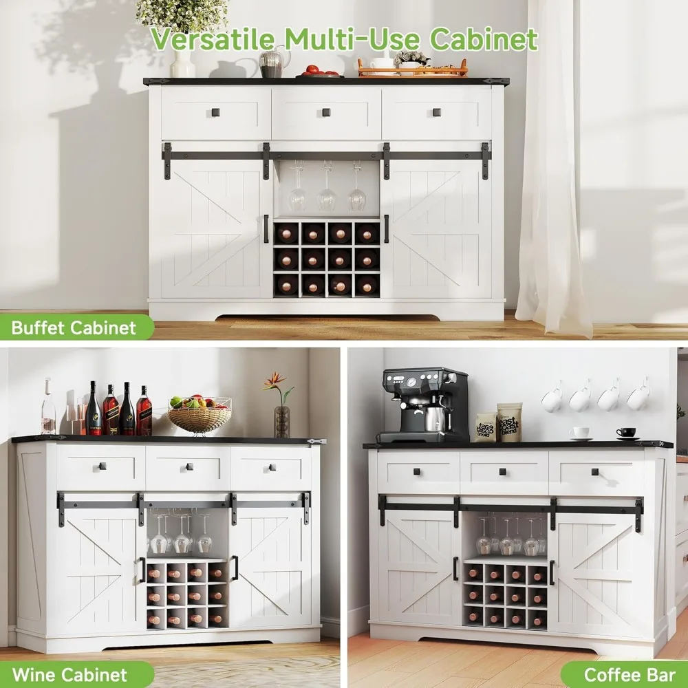 خزانة بار النبيذ، 54 خزانة بار القهوة مع مساحة تخزين، باب الحظيرة المنزلقة، النبيذ والزجاج، عازلة كبيرة ريفية