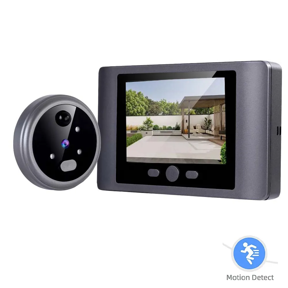 Peephole Door Viewer Camera Doorbell PIR Motion Light Screen 4 Ringtone Chime Smart Home 3 menu buttons AOD Door Bell Camera