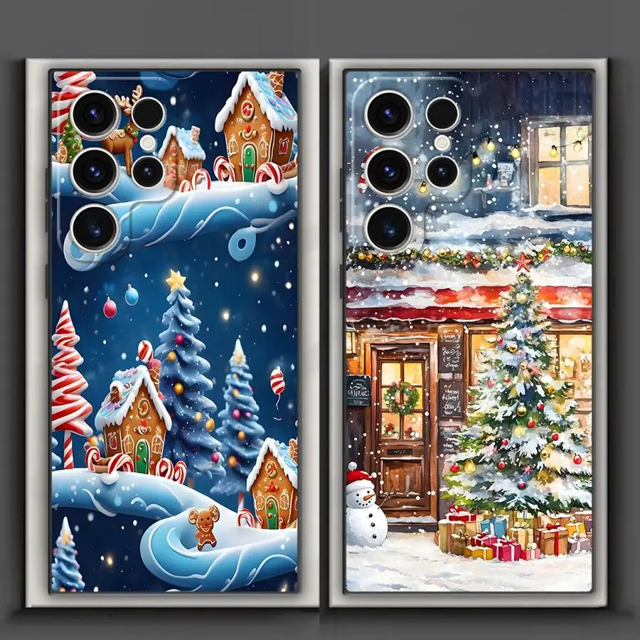 حافظة لهاتف سامسونج جالاكسي S24 Plus S20 S21 FE S25 Edge S23 Ultra Christmas Cartoon Candy