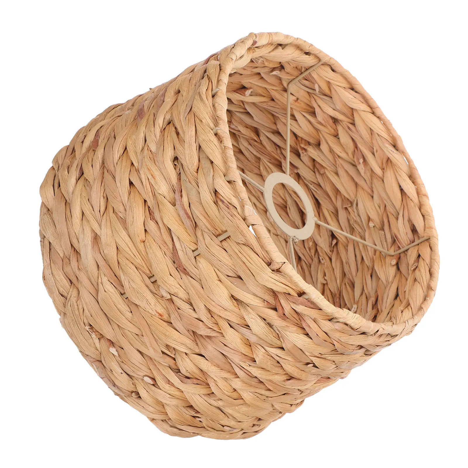 Seagrass Drum Lampshade 42Mm Hole Diameter Retro Handwoven Rattan Pendant Lamp Shade Rustic Basket Weave Lamp Cover Replacement