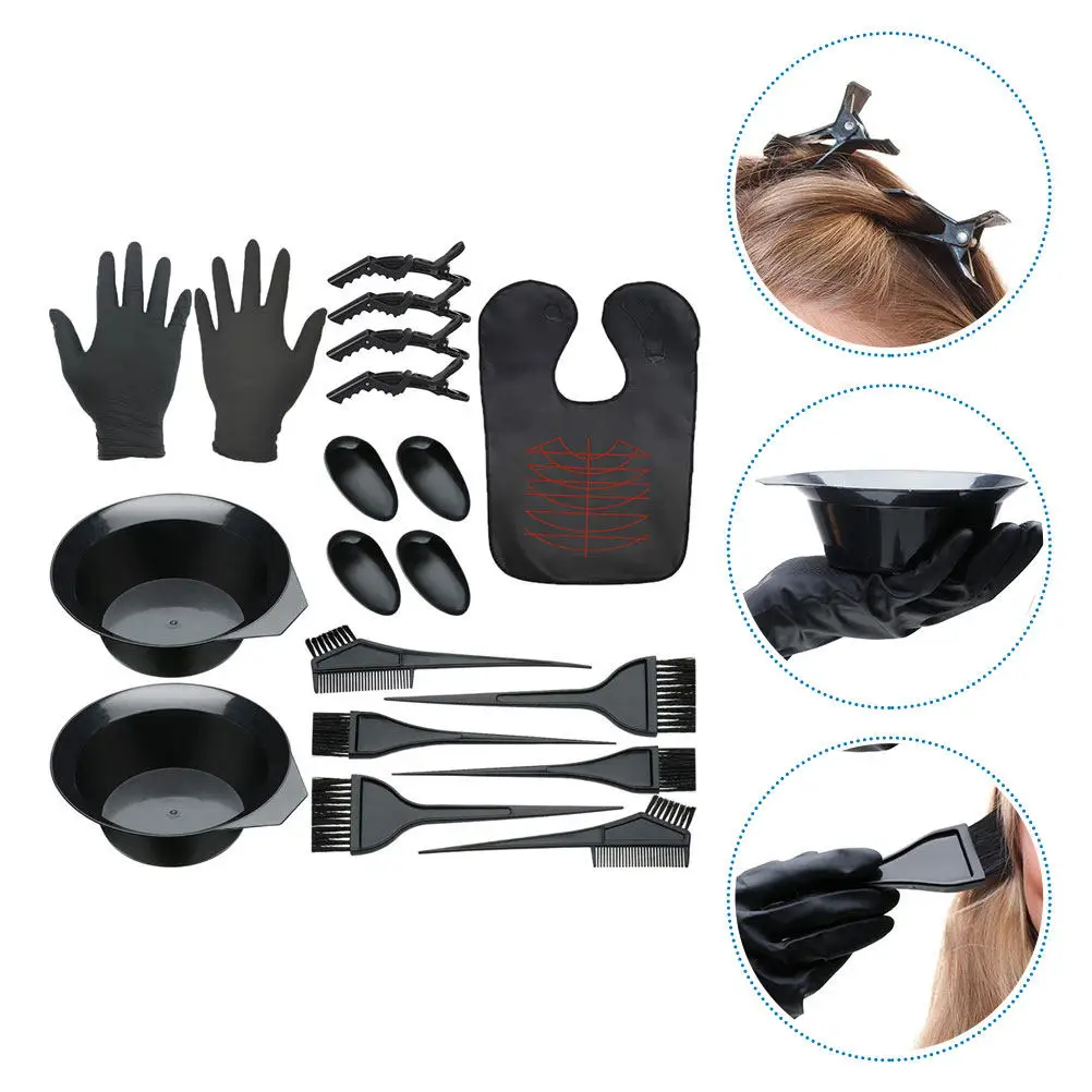 

Набор для окрашивания волос из 19 предметов: высококачественные пластиковые инструменты для легкого и чистого окрашивания волос, профессиональный набор для окрашивания.