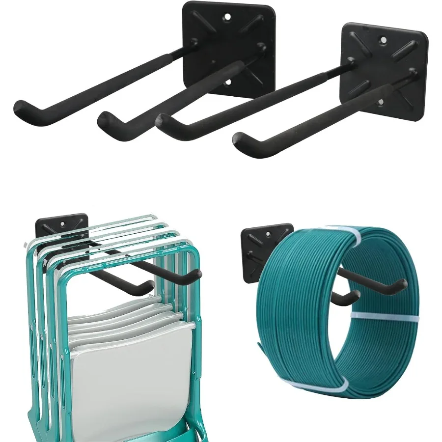 2 حزمة رف كرسي معدني متين قابل للطي لمحلول تخزين مثبت على الحائط للمرآب ومنظمة توفير المساحة للداخلية والخارجية