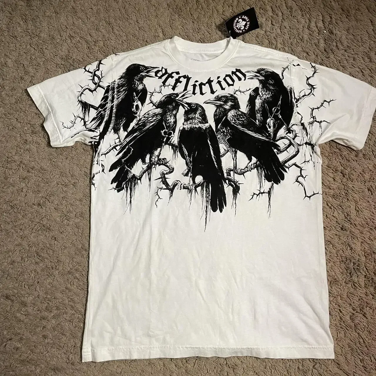 90s New affliction T shirt Clothes Retro Punk Hip Hop Graphic Print Oversized T Shirt Mens Round Neck Cotton Short Sleeve Tops