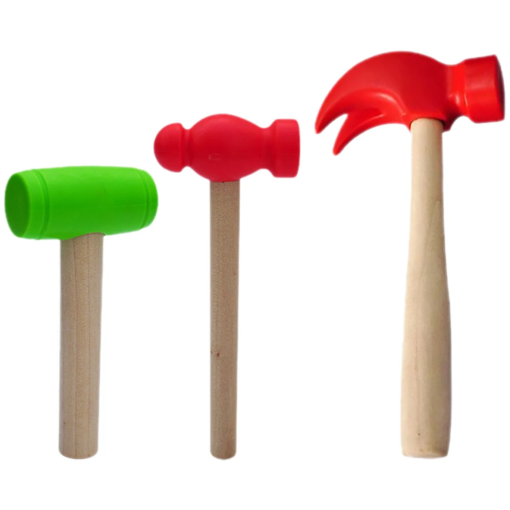 

3pcs Wooden Kids Pretend Play Bright Mallet Pounder Hand Eye Coordination Durable Smooth Handle Safe For