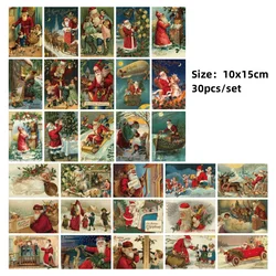 30Pcs Vintage Christmas Greeting Cards Different Festival Element Christmas Postcard No Marks Back Retro Xmas Card Gift открытки