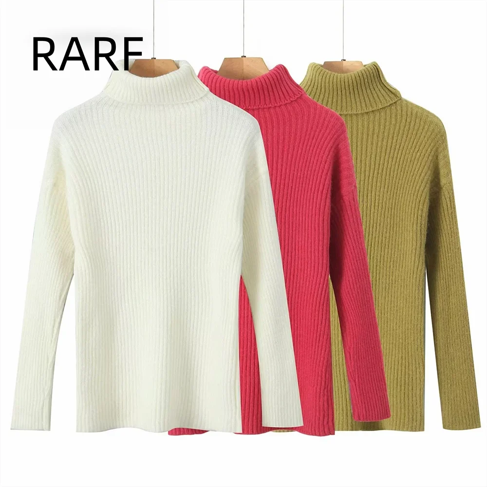 

2024 new women's clothing fashion simple and versatile casual commuting high neck pullover long sleeved sweater