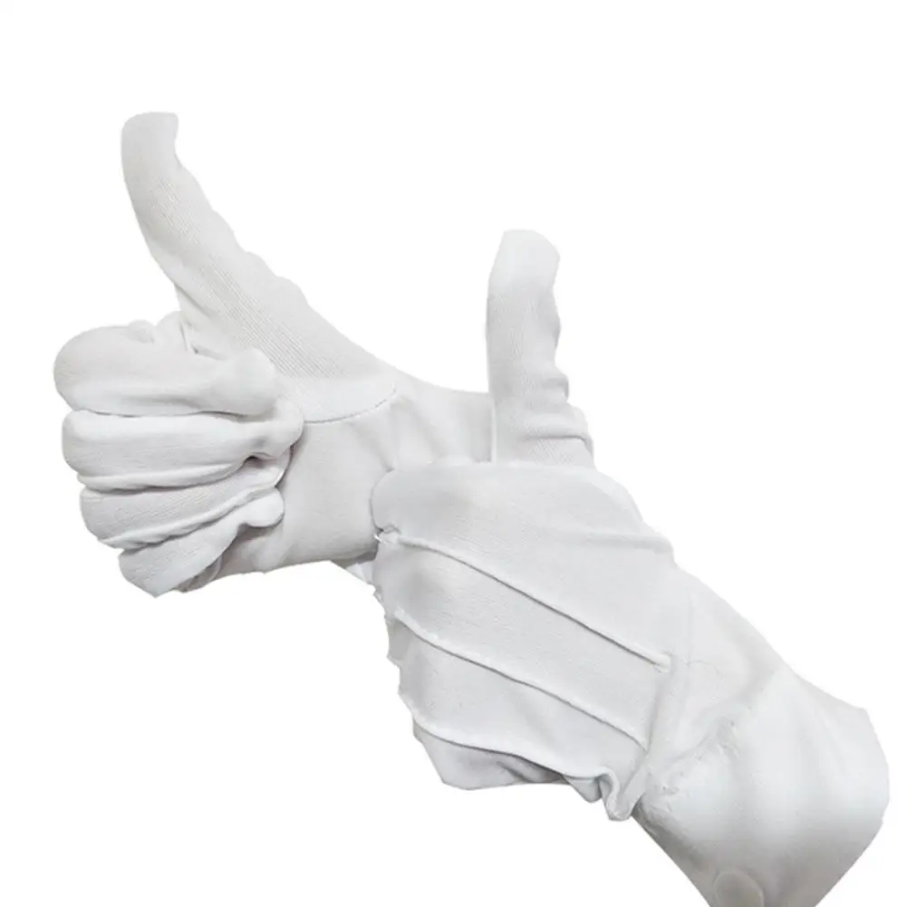 Cotton Polyester White Gloves High Quality Safety Protection Work Gloves Thin Section Driving Security Plus Long Button Work