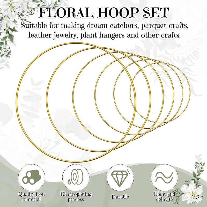 25cm 30cm Gold Crafts Metal Rings Wire Decoration For DIY Dream Catcher Wind Chimes Wreath Wrapping Technique Floral Art