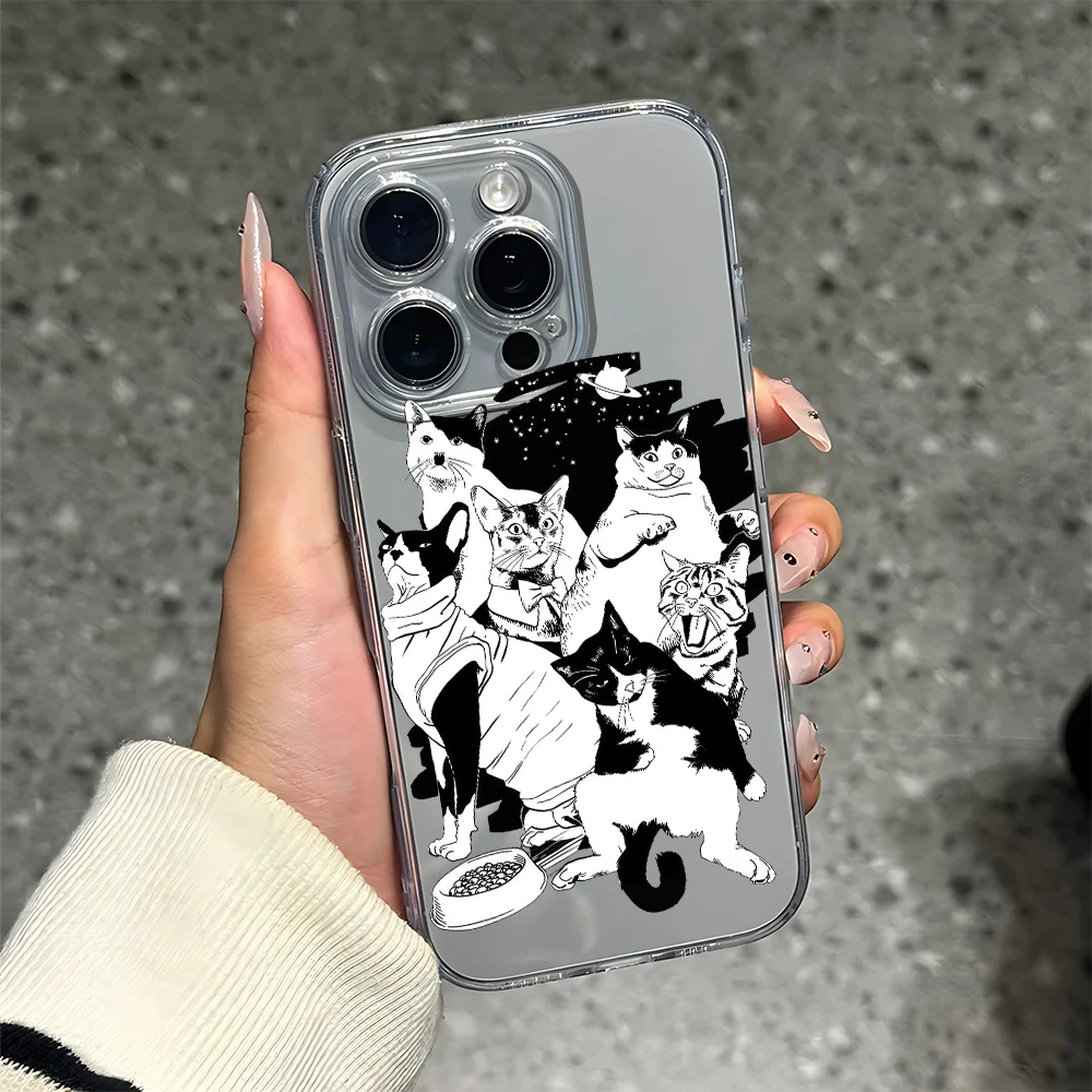 الخيال العلمي نمط القط سيليكون جراب هاتف آيفون 17 16 15 14 13 12 11 برو Xs ماكس الهواء ميني 7 8 6 6s زائد SE 2020 2022 غطاء #4