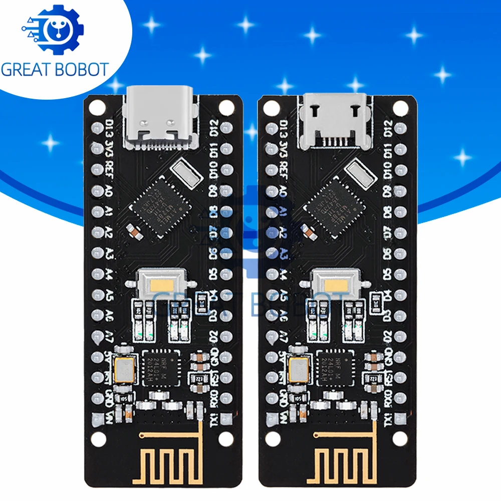 EGBO RF-Nano for Arduino Nano V3.0, Micro USB Nano Board ATmega328P QFN32 5V 16M CH340, Integrate NRF24l01+2.4G wireless