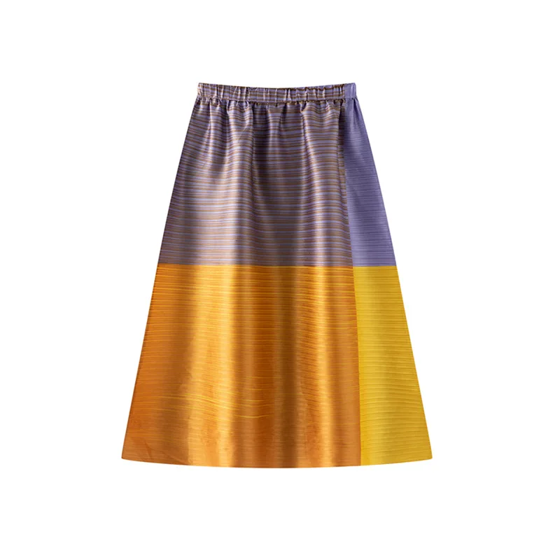 미야케 플리츠 2026 봄 여름 신상 그라데이션 플리츠 디자인 하프바디 스커트 여성 플리츠 페플럼 패션 하프스커트
