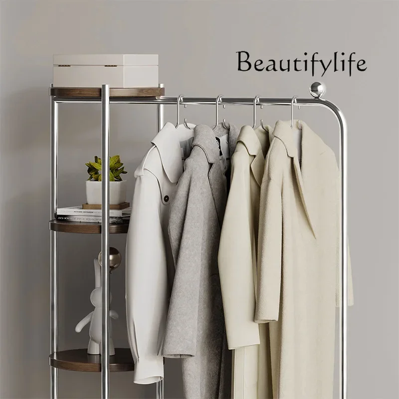 R Nordic Wood Color Bedroom Coat Rack Advanced Hanging Clothes Storage Multi-functional Indoor Drying Hanging Clothing Rack