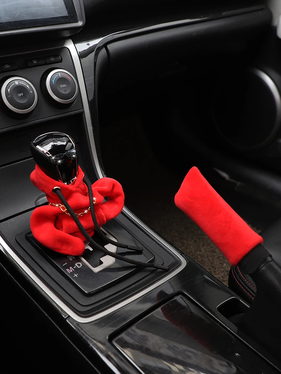 WOMEN Cute Plush Little Hoodie Gear Shift And Handbrake Cover for Women Automotive Decorative Item Pairing Available