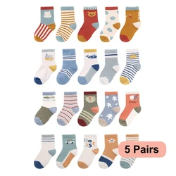 5Pairs/lot Infant Baby Socks Autumn Winter Cotton Socks Lovely Girls Cute Cartoon Flowers Boys Socks Baby Clothes Accessories