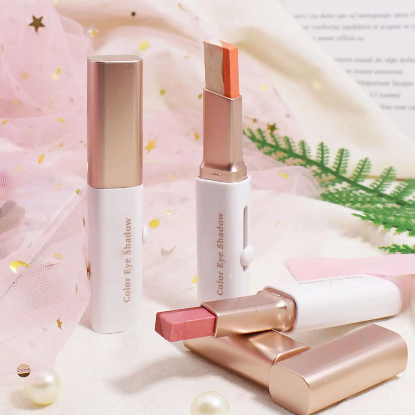 Ombretto bicolore Stick Waterproof Two-tone Eyeshadow Stick Shimmer Cream Double color Eye Shadow Makeup Pen Long Lasting