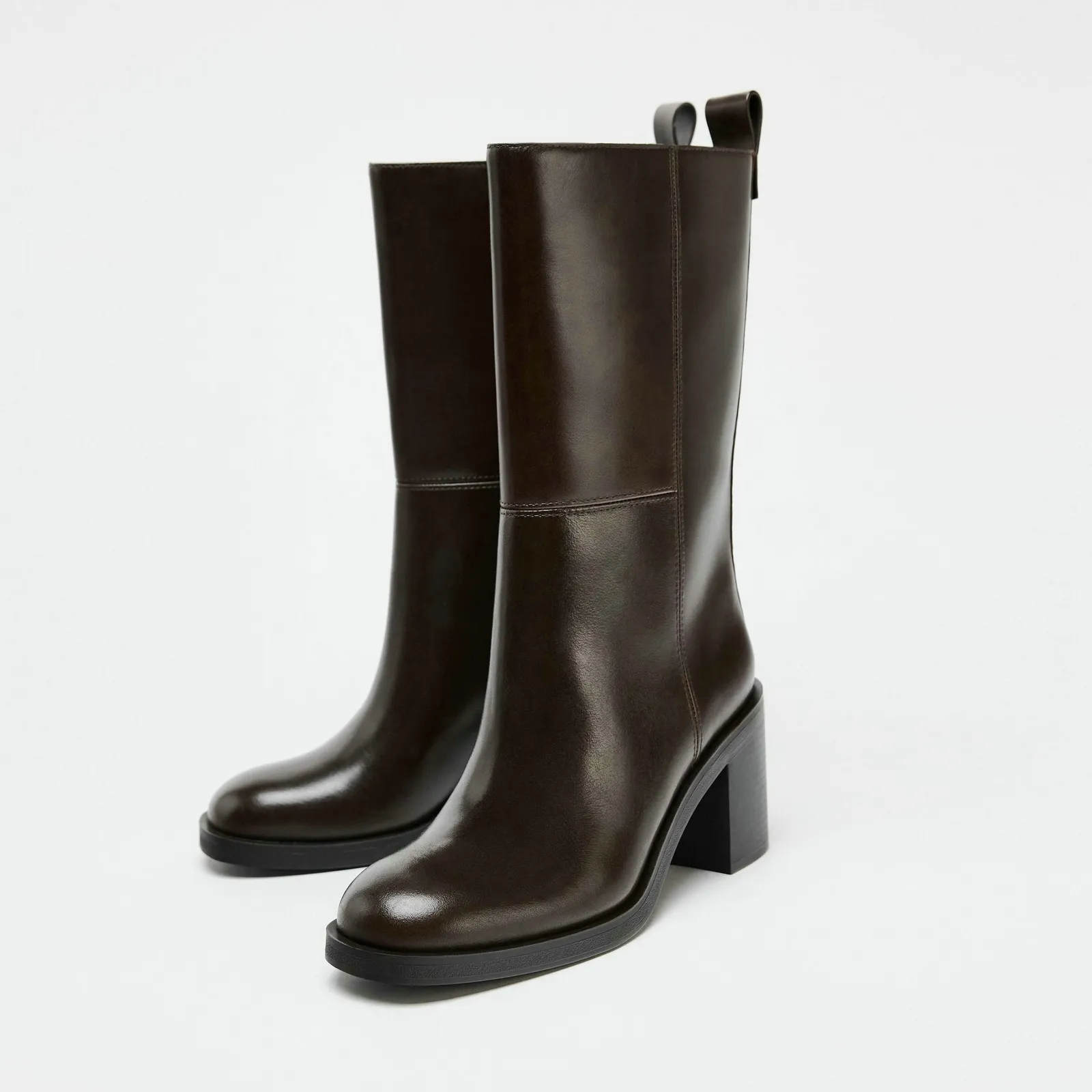 Stylish Women's Leather Mid Calf Winter Boots - Sizes 34-40