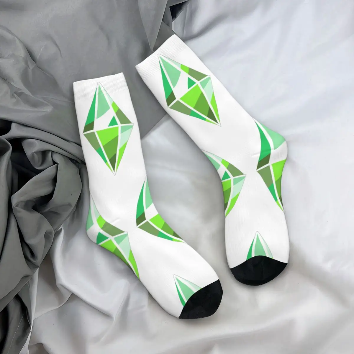 جوارب Sims 4 Plumbob جوارب Harajuku فائقة النعومة لجميع المواسم جوارب طويلة إكسسوارات هدية عيد ميلاد الرجل والمرأة